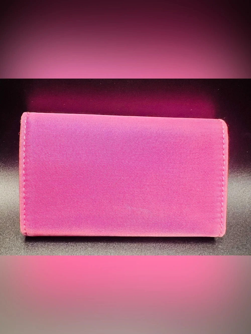 Prada Hot Pink Nylon Triangular Logo Wallet/Key-holder